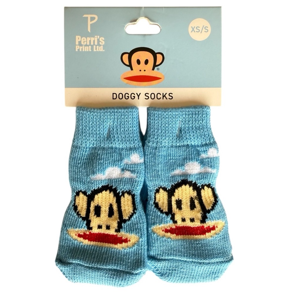 Paul Frank Dog Socks, Light Blue Sock Monkey Puppy Socks, Size XS-Small, New